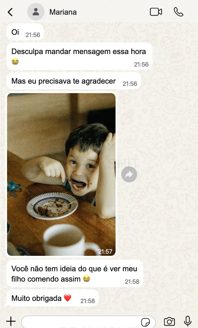 Depoimento de mãe sobre resultado com o guia